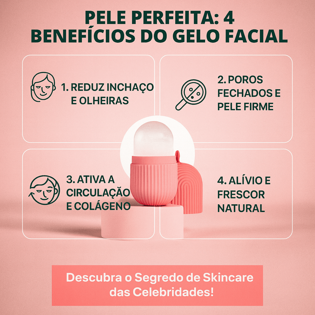 Massageador Facial de Gelo - Alívio, Beleza e Frescor Diário