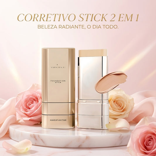 Corretivo Base Stick Coreano 2 em 1 – Cobertura Perfeita 100% Natural